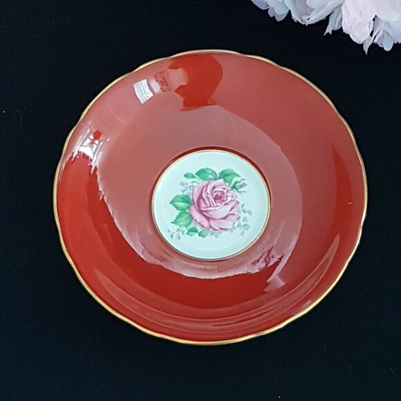 Adderley Maroon Bone China Tea Cup & Saucer - Picture 9 of 9